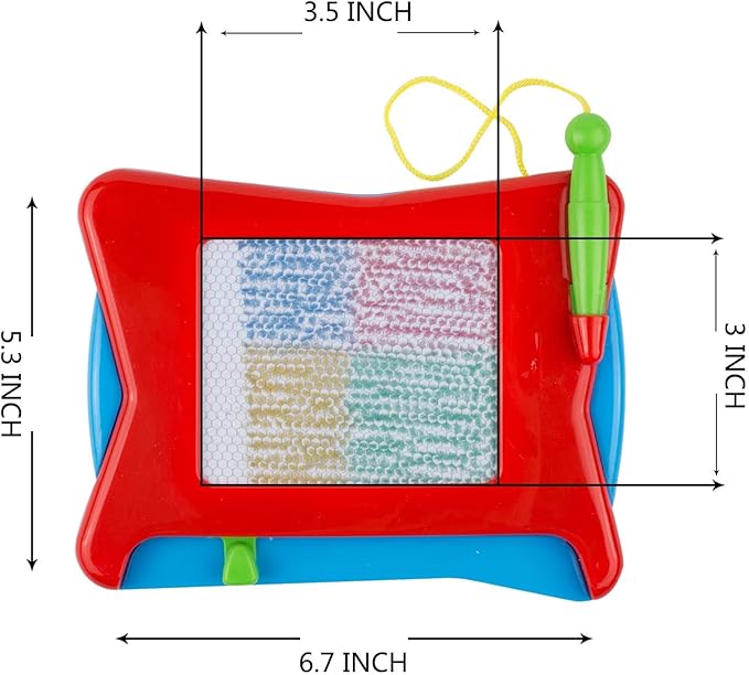 16pc Mini Magnetic Drawing Board, 4-Colors Travel Size Erasable Doodle Magna Board Toy, Small Writing Painting Sketching Pad, Educational Learning and Classroom Prizes for Toddler Boy Girl Kids Child
