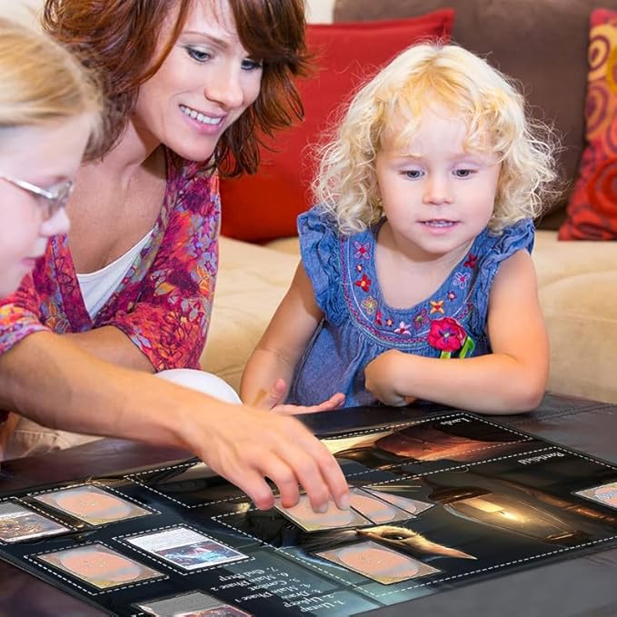 Playmat with Zones for MTG Card Game Playing, Game Mats Tabletop Magic Play Mats 24"x14" Commander Deck Gaming Desk Duel Mat Card Gameplay Mats for Beginner, Cat and Dungeons