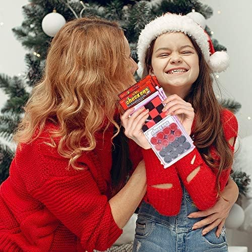 Gamie Checkers Board Game for Kids, Set of 6, Classic Checkers with Red and Black Pieces, Fun Travel Games for Kids and Adults, Cool Birthday Party Favors and Goodie Bag Fillers