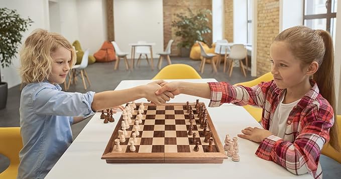 Chess Armory Wooden Chess Set - 17 inch Large Chess Board Sets for Adults and Kids with Extra Queen Pieces & Storage Box