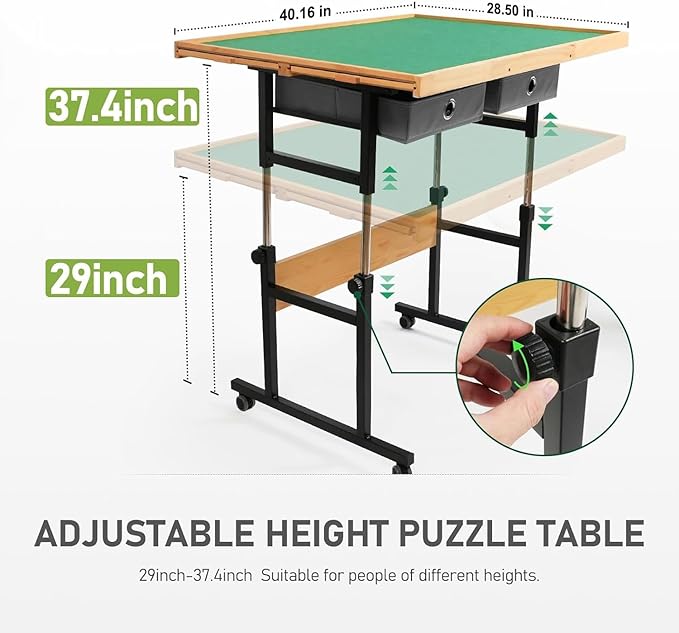 2000 Pieces Puzzle Table with Wheels, with Drawers and Cover, 40.16"x28.5" Adjustable Height & 45° Tilting, Puzzle Board for Adults
