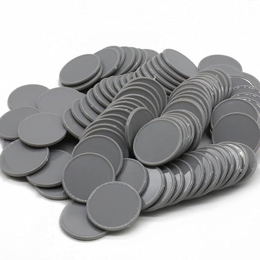 Set of 100 Opaque Plastic Learning Counters Mini Poker Chips Game Tokens with Storage Box (Gray, 1.58 Inch)