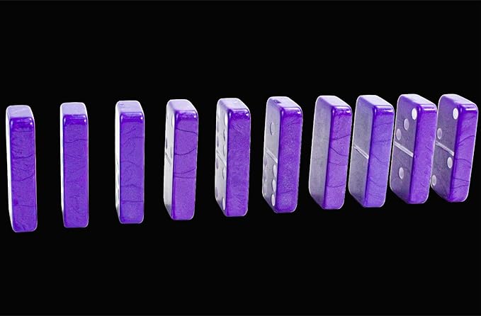 Dominos Set for Adults and Kids - Domino Set for Classic Board Games - Thick Jumbo Dominoes Double 6 for Travel Games - Purple Domino's 28 Tiles with Case