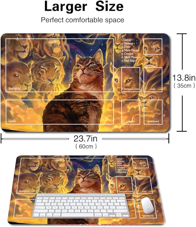 Board Game MTG Playmat Games Size 60X35 cm CCG Compatible for TCG RPG CCG Play mats (Nine Lives-Zone)