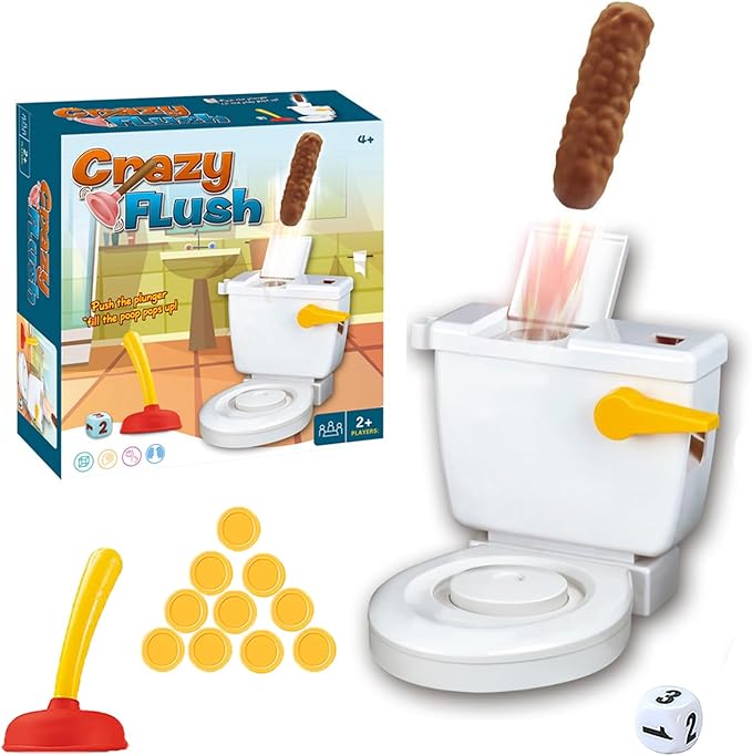 Toilet Flush Game for Kids Funny Toliet Crazy Shoot Toy for 2-5 Players Creative Gags &Joke Toys for White Elephant Gift April Fool's Day