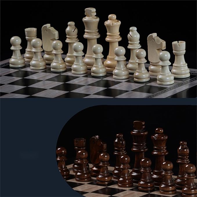 15 "Wooden Chess Set, Large Size Board, Built-in Storage Drawer - 2 Extra Queens - Wooden Chess Pieces - Gift wrap, Adult and Children's Board Games