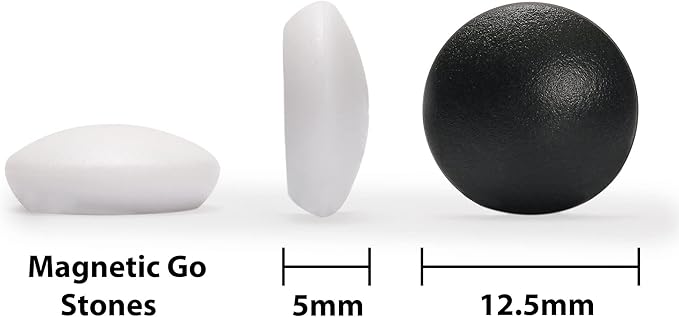 Yellow Mountain Imports Medium Magnetic 19x19 Go Game Set Board, 11-Inch with Single Convex Plastic Go Stones - Folding, Portable & Travel-Size Set