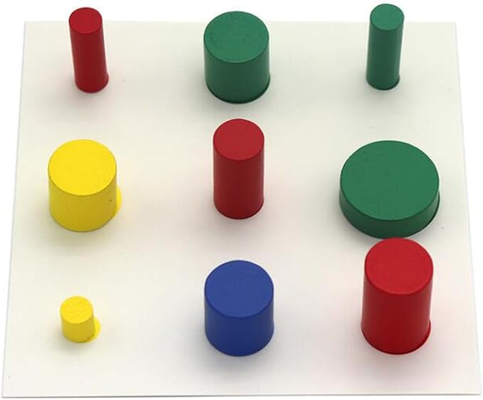Montessori Colored Cylinders With Control Cards Kids Wooden Knobless Blocks Shape & Color Recognition Material Toys (Colored Cylinders With Control Cards)