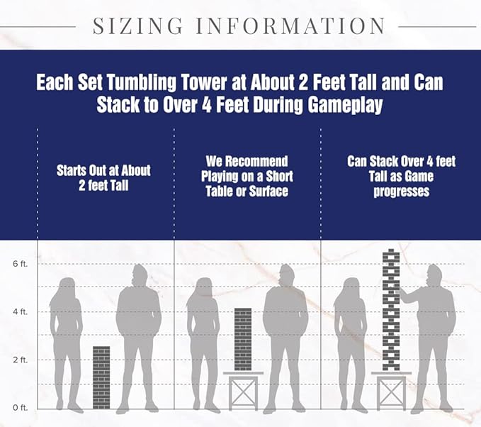 GOTHINK Giant Tumble Tower Game, Large Tumbling Tower Stacking to Over 4 FT 54pcs Wooden Jumbo Blocks for Outside Yard Games with Carry Case Timber Stacking Game Night Toy Gift for Kids Adults Family