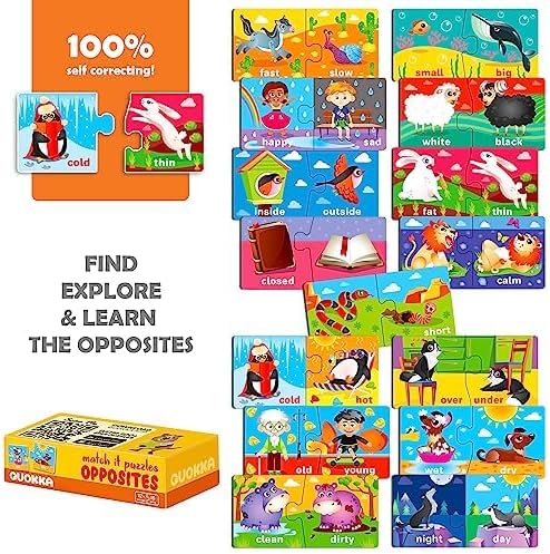 QUOKKA 5X MEGASET Puzzles for Toddlers 3-5 - Matching Games for Kids Ages 2-4 - Numbers Animals Opposites ABC Learning for Toddlers 1-3 Year Old - Educational Toy Activities for Boy and Girl