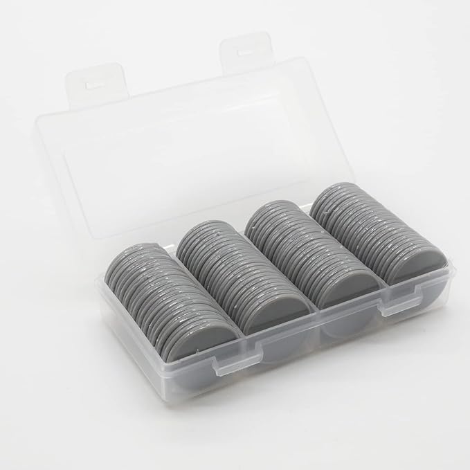 Set of 100 Opaque Plastic Learning Counters Mini Poker Chips Game Tokens with Storage Box (Gray, 1.26 Inch)