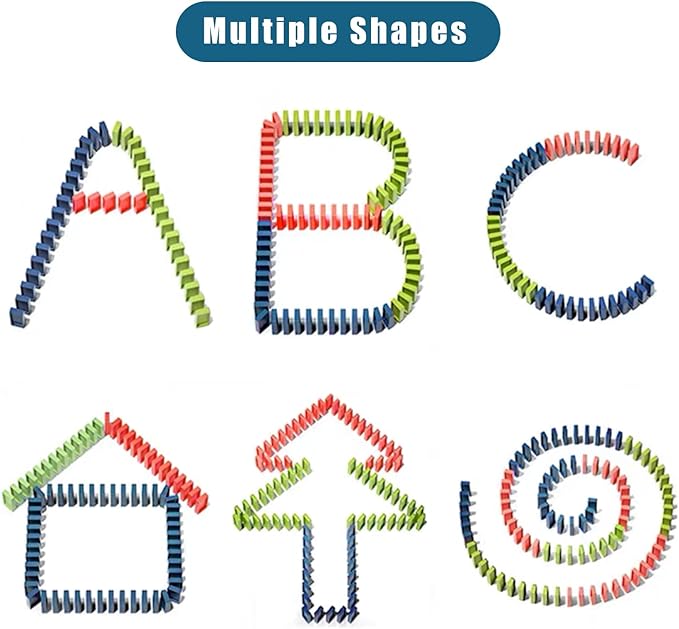 Automatic Domino Train for Kids 200pcs Blocks Montessori Dominos Stacking Toys Christmas or Birthday Gifts for 3 4 5 Year Old Boys Girls Toddler Age 6-8 Game Play (Blue)