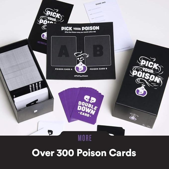 Pick Your Poison Party Game - The “What Would You Rather Do?” Family Card Game - for Kids, Tweens, Teens, College Students, Adults and Families, at Fun Parties and Board Games Night with Your Group