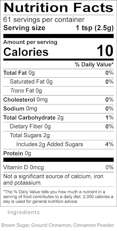 Upouria Cinnamon Brown Sugar Flavored Shakable Topping, Sweet Enhancer for Coffee & Hot Cocoa, 5.5oz