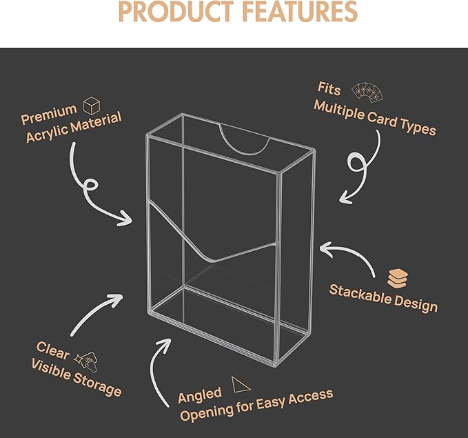 Clear Acrylic Card Storage Case (6pcs) – Durable and Stackable Card Organizer for Board Games, Trading Cards, and Playing Cards