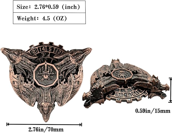 Metal Dragon Dice Set DND Unique Roulette Dice, D4,D6, D8, D10, D12,D20,D% 7-in-1 Metal dice, Perfect for D&D Dungeons and Dragons, RPG and Pathfinder Role Playing Games(Antique Red Copper)