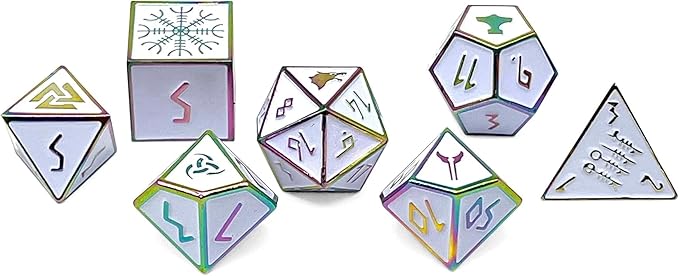 Norse Foundry Set of 7 Ice Storm Norse Series Full Metal Polyhedral Dice RPG Math Games DND Pathfinder