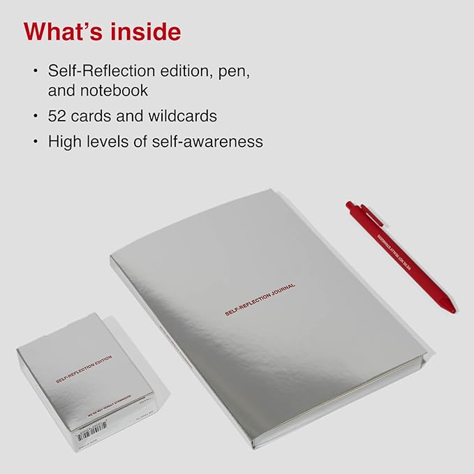 WE'RE NOT REALLY STRANGERS Self-Reflection Edition Card Game – 52 Introspective Cards, Pen, & Journal - for Emotional Growth for Singles, Couples, Adults, & Teens, Ages 15+, 1-2 Players