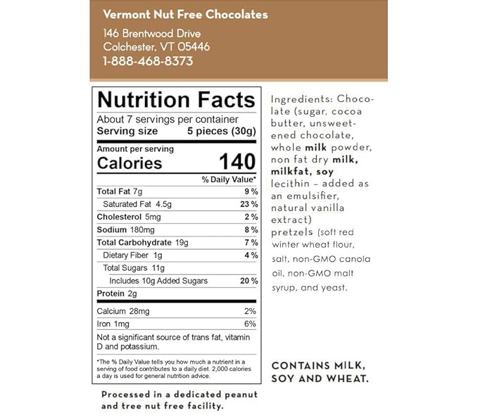 Vermont Nut Free Chocolates Covered Mini Twist Pretzels (Assorted) 7 Ounces, Nut-Free, Egg-Free, Kosher