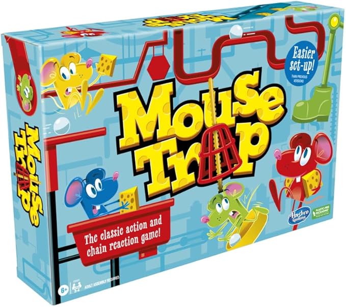 Hasbro Gaming Mouse Trap Board Game for Kids Ages 6 and Up, Classic Kids Game for 2-4 Players with Easier Set-Up Than Previous Versions, Multicolor, One Size