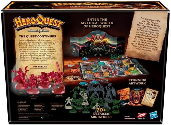 Hasbro Gaming Avalon Hill HeroQuest Game System, Fantasy Miniature Dungeon Crawler Tabletop Adventure Game, Ages 14 and Up 2-5 Players