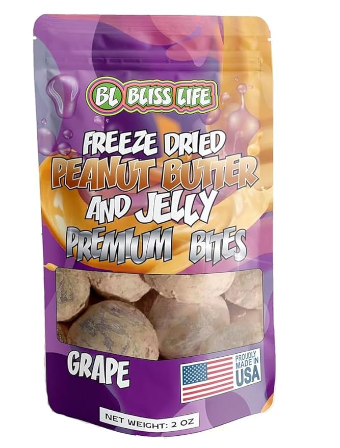 Freeze Dried PB&J Grape Candy Exotic new TikTok Trend Unique Novelty Snack that Melts in your Mouth 2oz