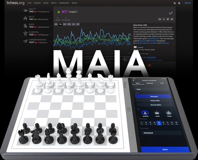 Evo - The Future of Ultra Smart AI Chessboard, Built-in Maia Engine, Customized Chess Bot, All-in-one, Supports Mainstream Chess Platforms, Full Piece Recognition