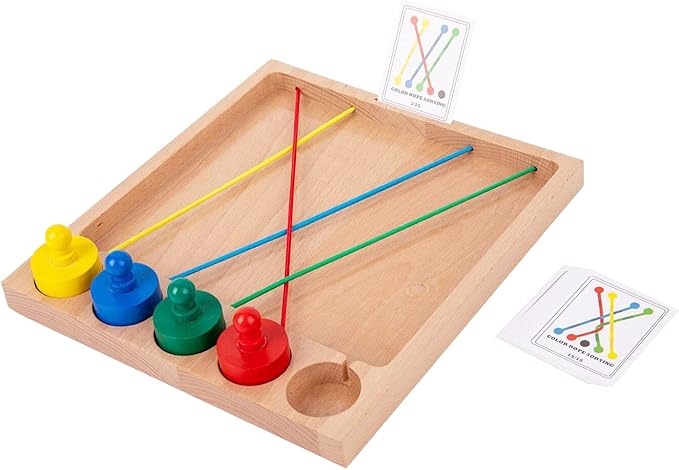 Wooden Color Sorting Game for 3 4 5 Year Olds-Occupational Therapy Toys for Kids,Brain Teasers Toys Logic Game,Develop Cognitive Skills and Fine Motor Abilities for Boys and Girls