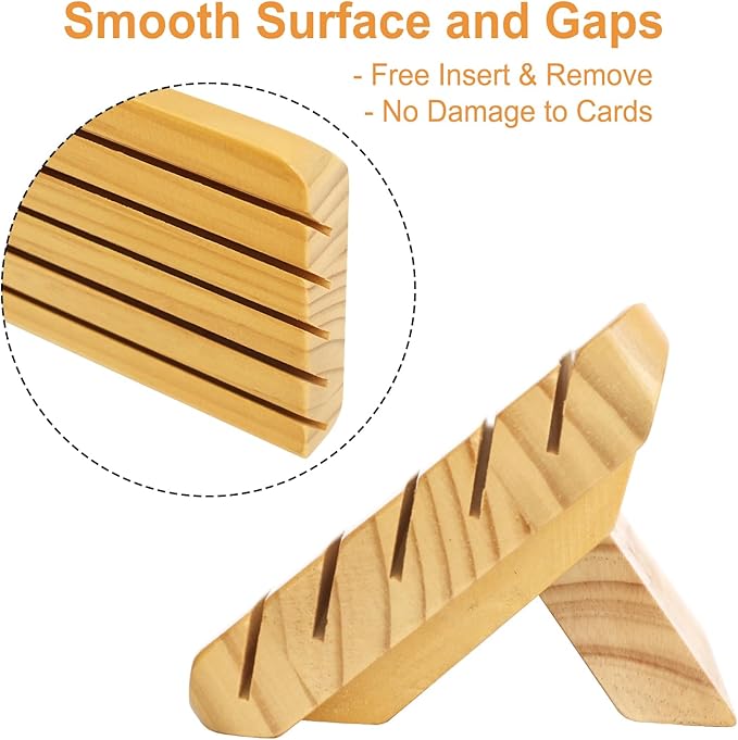 Card Holders for Playing Cards with Adjustable Stand Set of 4, Playing Cards Holders Organizer for Adults Seniors Kids, 5 Slots Wooden Card Holder for Canasta Hand and Foot Bridge