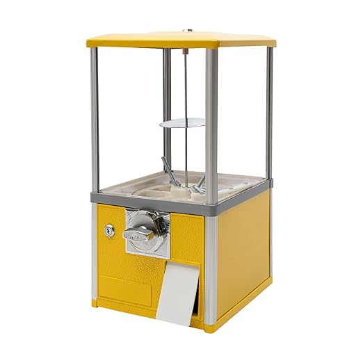 Candy Vending Machine Gumball Machine Large Load Capacity Gumball Bank for Game Stores and Retail Stores Vintage Style for 1.77-1.97inch Gadgets Height 20.87inch (Yellow)
