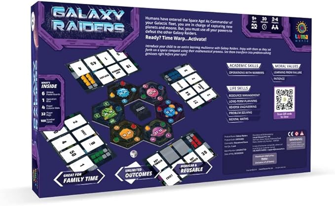 Luma World Galaxy Raiders STEM Educational Board Game for Ages 9+ Years to Learn Math, Counting, Strategy, Space Travel Theme, 30 Minutes and 2 to 4 Players