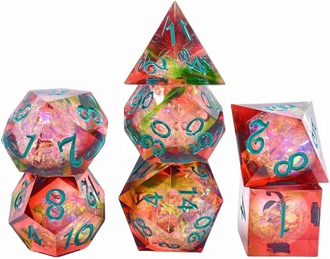 OriCraft Red Magic Dice DND Set Dungeons and Dragons Polyhedral Role Playing Gaming Dices Crystal D20 Red Magical World Energy Stone Halloween Dices Sharp Corners Dices