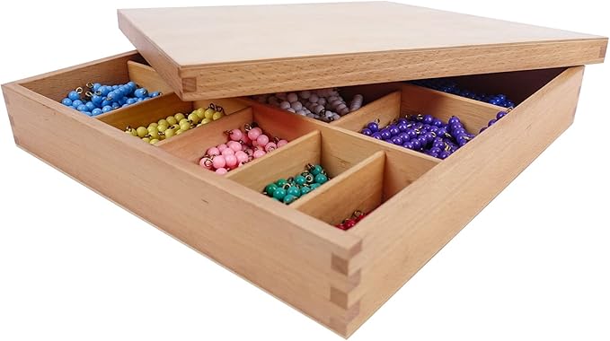 Hidoggy Montessori Toys for 3+ Year Old Wooden Math Games Counting Beads Checker Board Beads and Numbers Teaching Counting Toys Preschool Mathematics Material for Kid Toy