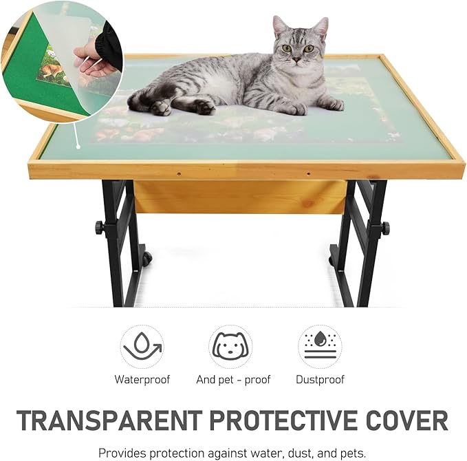 2000 Pieces Puzzle Table with Wheels, with Drawers and Cover, 40.16"x28.5" Adjustable Height & 45° Tilting, Puzzle Board for Adults