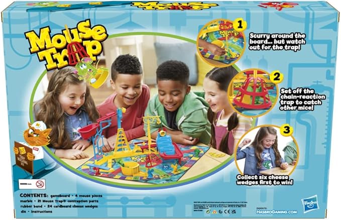 Hasbro Gaming Mouse Trap Board Game for Kids Ages 6 and Up, Classic Kids Game for 2-4 Players with Easier Set-Up Than Previous Versions, Multicolor, One Size