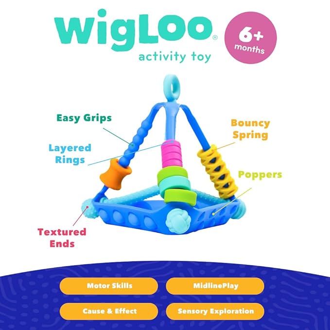 Mobi Wigloo Activity Toy - Sensory Activities for Toddlers and Kids, Teething Toy Made with Food Grade Silicone, BPA and Phthalate Free - Babies 6-12 Months and Up, Pack of 1