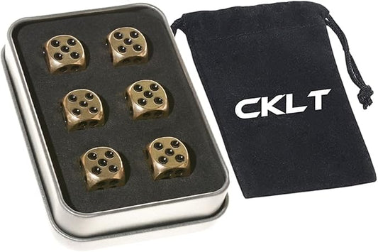 6 Sided Metal Brass Dice with Black Pips, Tables Board Game Dice, 6pcs Solid Gift Brass Dice, Tabletop Games Set for Poker Party Playing Games