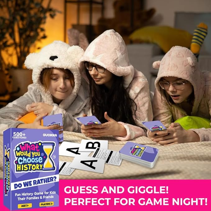 QUOKKA Board Game for 8-12 Year Olds - History Edition - Family Card Game for Kids Ages 5-8 - What Would You Choose | Pick Your Answer | Get to Know You - Fun Game Night for Boys & Girls