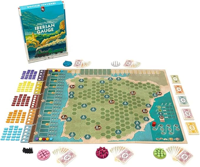 Iberian Gauge, Strategy Board Game, Game of Building Railroads Across Peninsula, 60 Minute Play Time, 3 to 5 Players, Ages 14 and Up