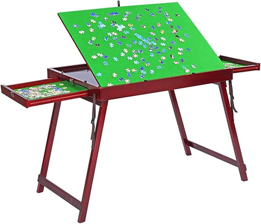 Wooden Jigsaw Table Puzzle Table with2 Drawers for Adults, Tilting Table Board for Games, Gift for Puzzle Amateur, Folding Tilting Table for 1000 Pieces Puzzles