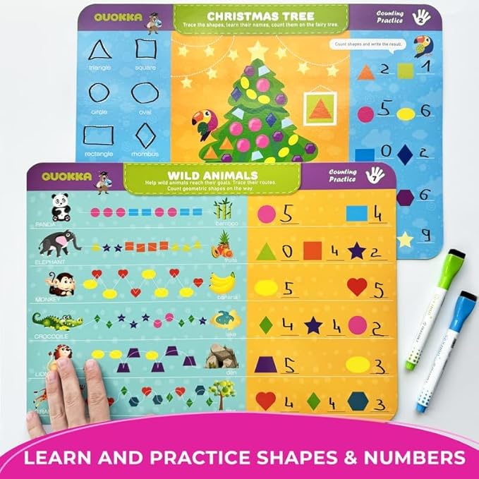 QUOKKA Busy Book Practice Handwriting for Kids - Numbers - Learn to Count for Toddlers 3-5 | 30 Tasks | Pre K ABC Letter Tracing | Homeschool Preschool Learning Activities