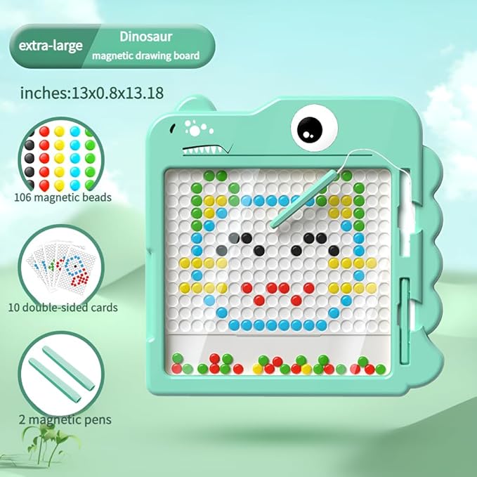 Dinosaur Magnetic Drawing Board, Magnetic Drawing Board for Toddlers, Suitable for Children Aged 3, 4, 5, 6, 7, and 8, Boys and Girls' Enlightenment Education Travel Toys