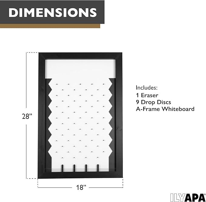 Ilyapa Large Prize Drop Board Game - 18x28 Inch Portable Penny Drop Game for Events and Trade Show - Wooden A-Frame Whiteboard Sign, Eraser