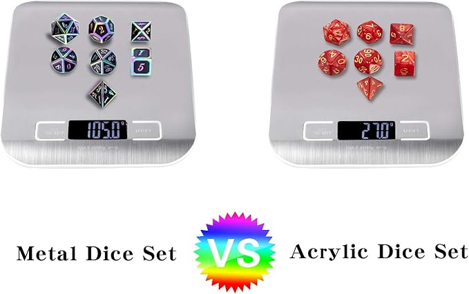 DNDND Rainbow Edge 7 Pieces Metal Dice Set DND Polyhedarl Heavy D&D Dice Set with Metal Tin for Dungeons and Dragons and Role Playing Game