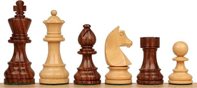 Hastha Kalalu | Tournament Series Staunton Style Chess Pieces Only Chess Set, German Knight Luxury Wooden Chess Set, Hand Carved Weighted Chess Pieces (Rosewood: Boxwood, 3 Inches)