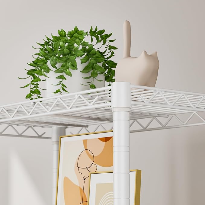 5 tire Shelves Storage Wire Shelving Unit Metal Shelf Adjustable Organizers Storage Shelving with Wheels for Bathroom Laundry Room Kitchen Pantry12”D x 22”W x 69”H White