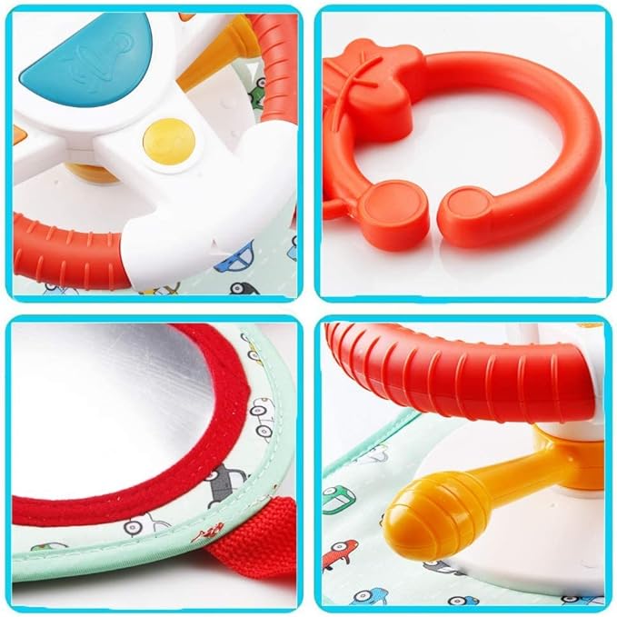 Happytime Musical Car Wheel Baby Toys, in-Car Wheel Musical Activity Play Center for Baby's Travel Companion Entertain and Relax Easier Drive with Sounds and Lights