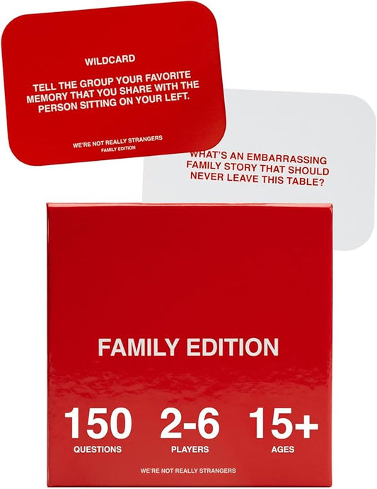 WE'RE NOT REALLY STRANGERS Family Edition Card Game - 150 Conversation Cards for Adults, Teens, and Families - for a Fun & Memorable Family Game Night, Ages 15+, 2-6 Players