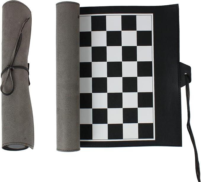 Andux Rollable Chess Board Game PU Portable Chess Set PGSLQ-01 (Black-Chess)