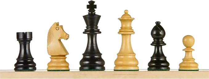 Hastha Kalalu | Tournament Series Staunton Style Chess Pieces Only Chess Set, German Knight Luxury Wooden Chess Set, Hand Carved Weighted Chess Pieces (Ebonized Boxwood: Boxwood, 3 Inches)
